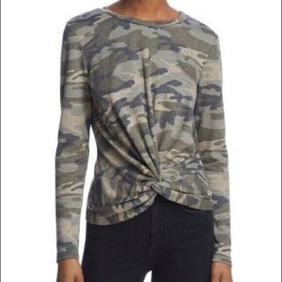 Drew Green Brown Camo Knot Waist Top Small - Picture 1 of 7